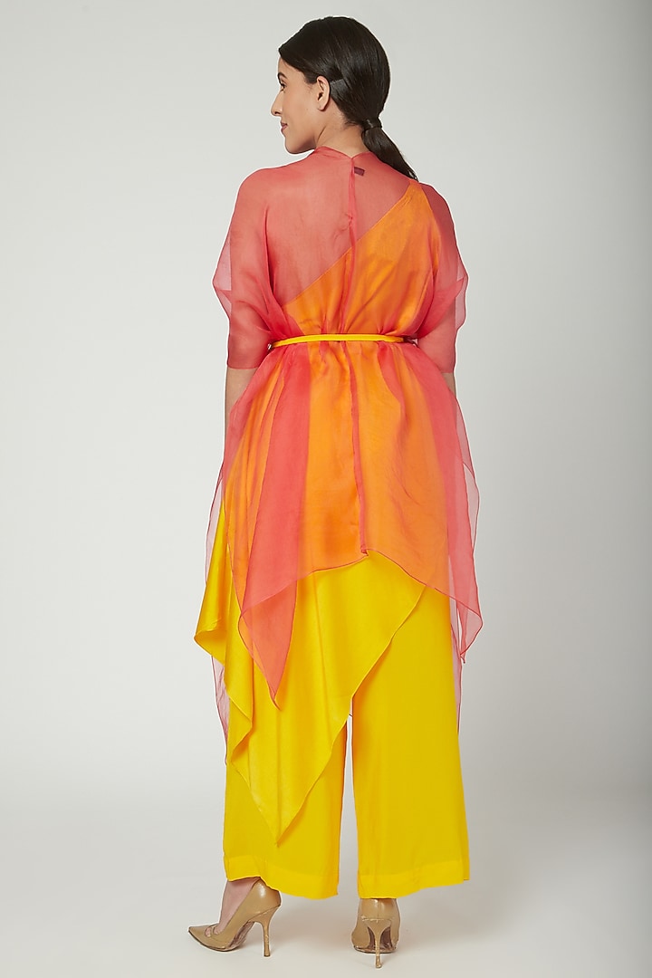Yellow One Shoulder Top With Trousers & Draped Cover by Stephany at Pernia's Pop Up Shop