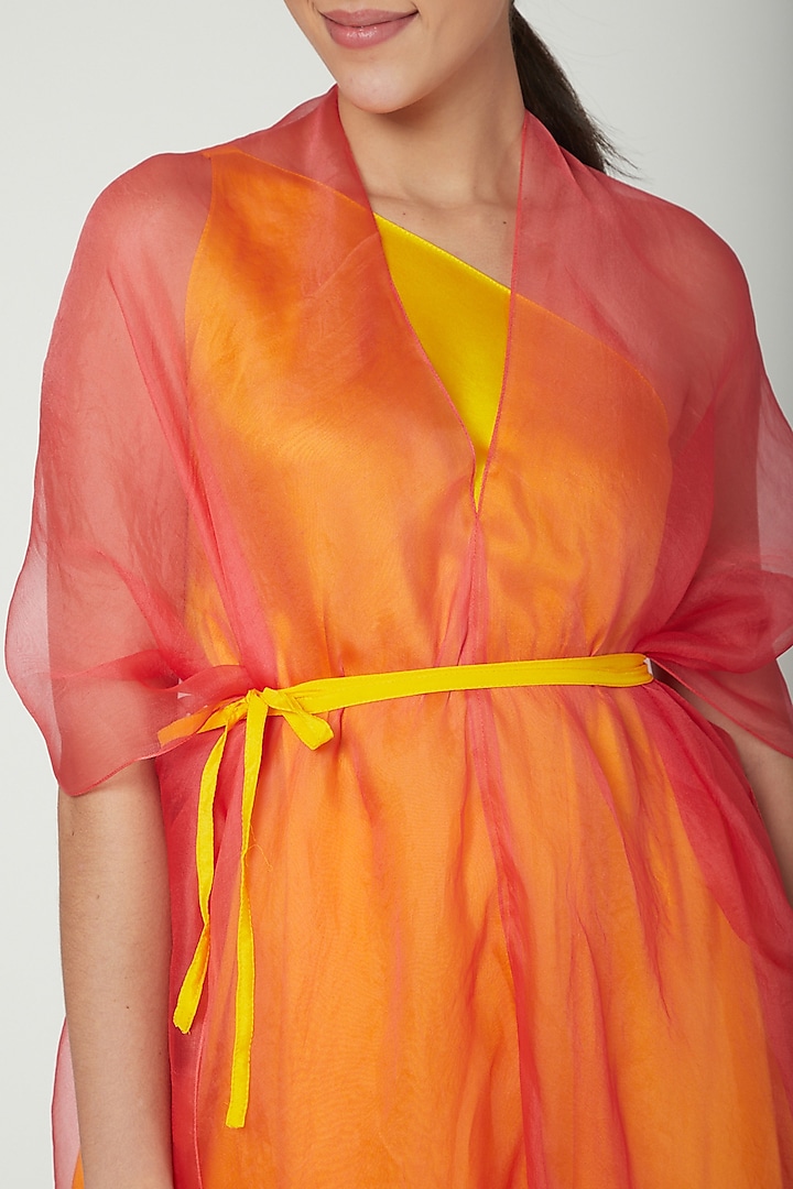 Yellow One Shoulder Top With Trousers & Draped Cover by Stephany at Pernia's Pop Up Shop