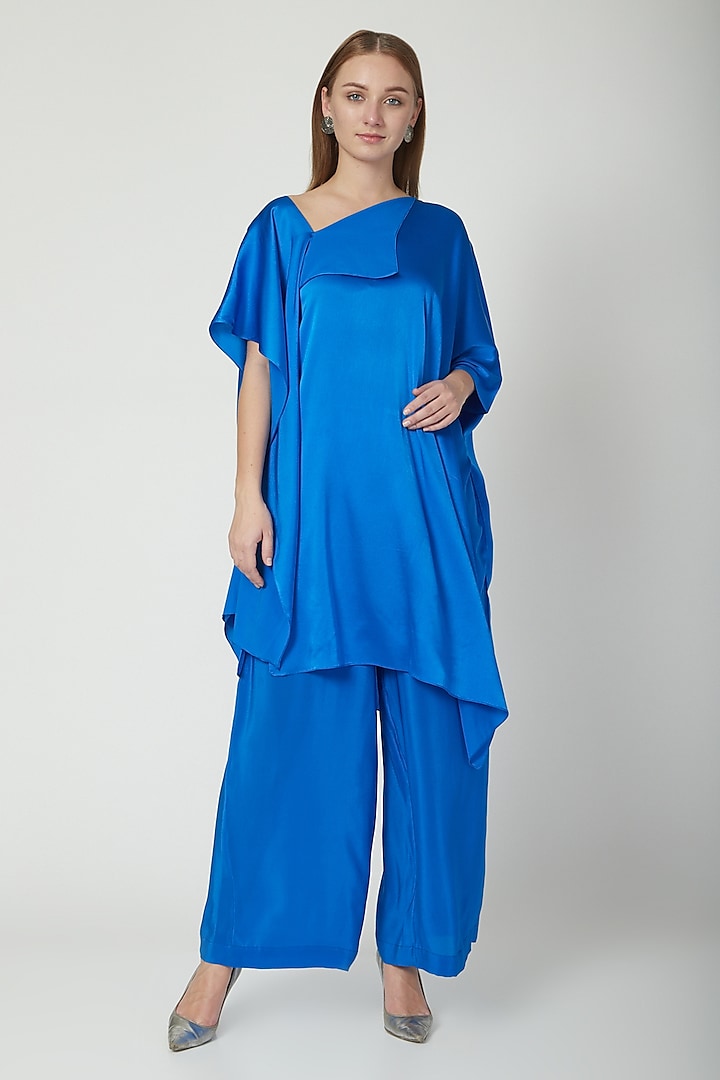 Cobalt Blue Off-Shoulder Top With Trousers Design by Stephany at Pernia ...