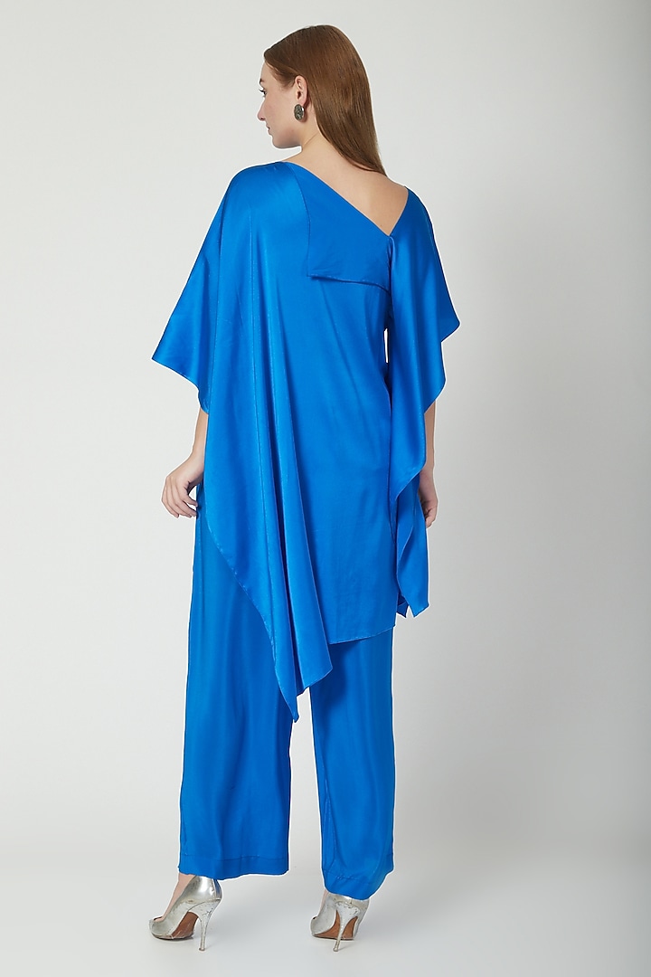 Cobalt Blue Off-Shoulder Top With Trousers by Stephany at Pernia's Pop Up Shop