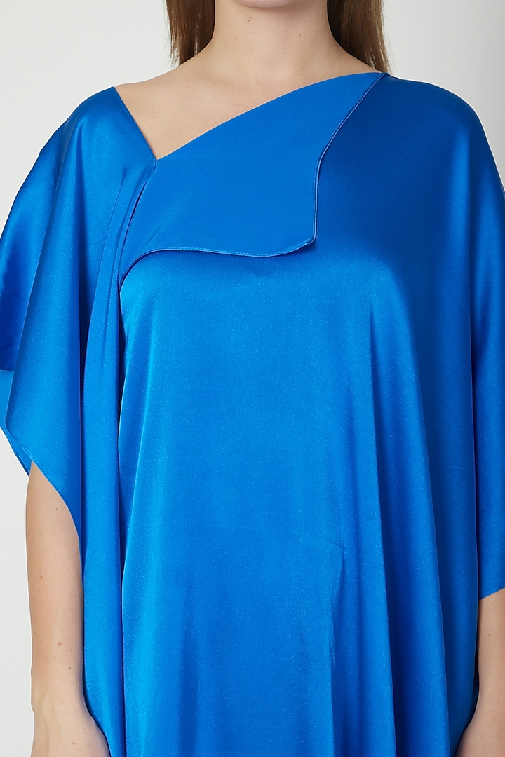 Cobalt Blue Off-Shoulder Top With Trousers by Stephany at Pernia's Pop Up Shop