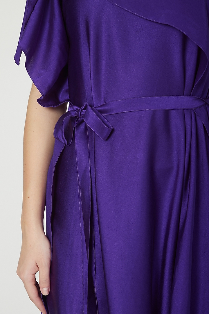 Purple One-Shoulder Vacation Dress With Belt by Stephany at Pernia's Pop Up Shop