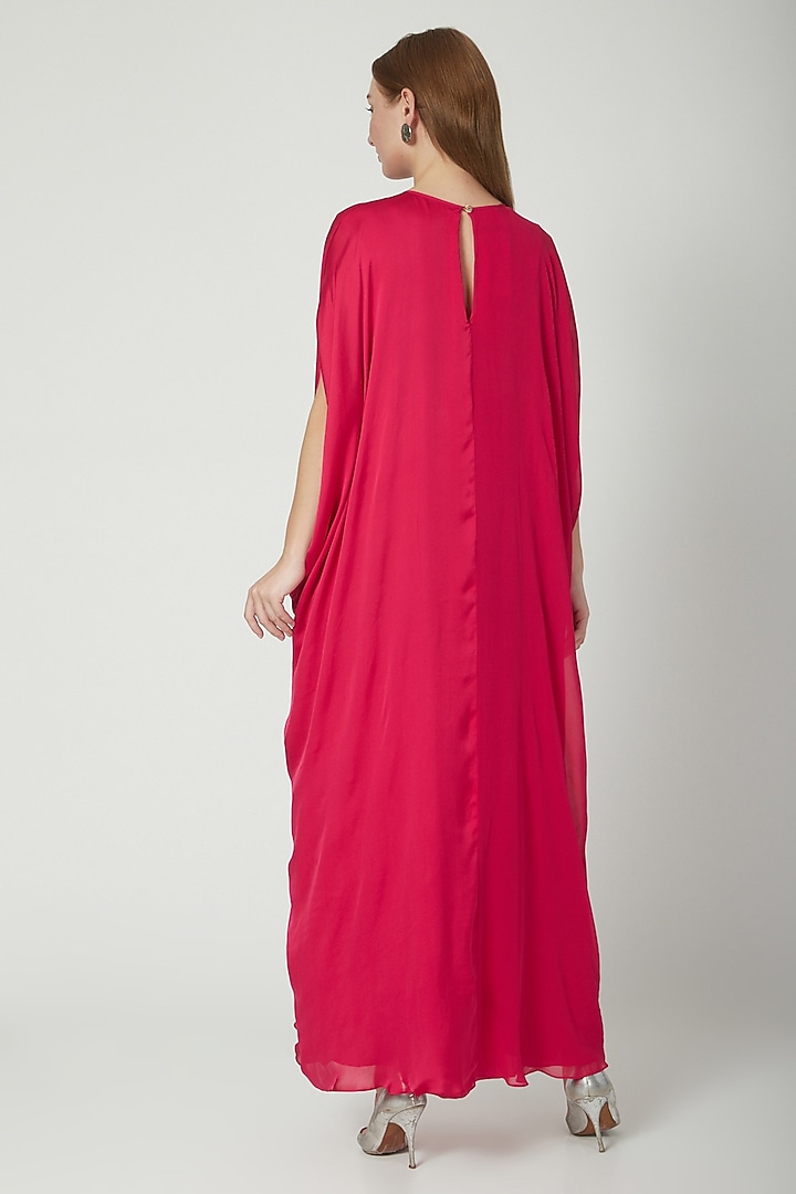 Fuchsia Front Knotted Cocktail Dress With Attached Slip by Stephany at Pernia's Pop Up Shop