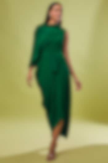 Green Pure Silk Deconstructed Dress by STEPHANY