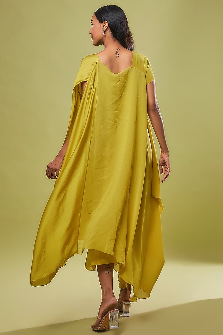 Yellow Pure Silk One-Shoulder Cocktail Dress by STEPHANY at Pernia's Pop Up Shop