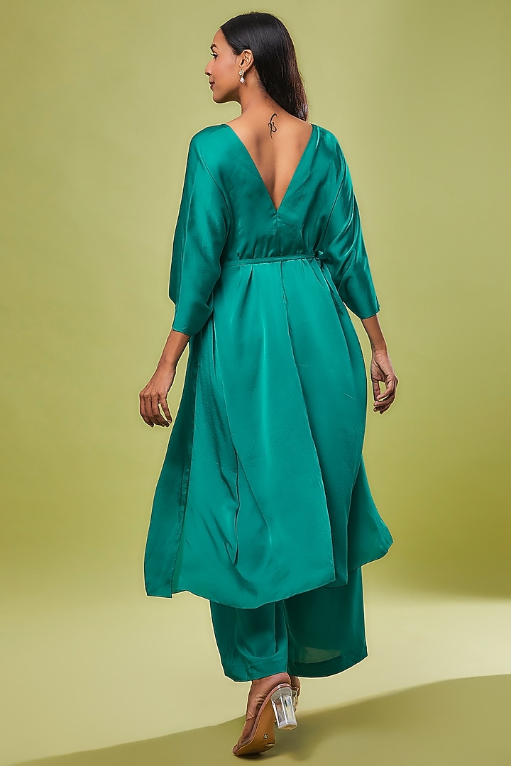 Green Pure Silk Tunic Set by Stephany at Pernia's Pop Up Shop