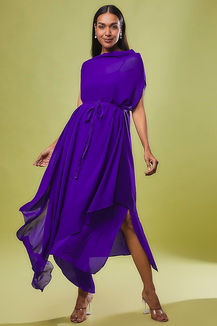 Purple Pure Silk Dress by STEPHANY