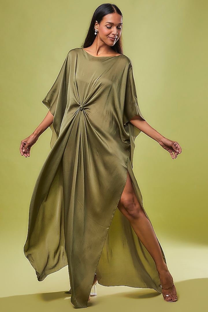 Green Pure Silk Kaftan by STEPHANY at Pernia's Pop Up Shop