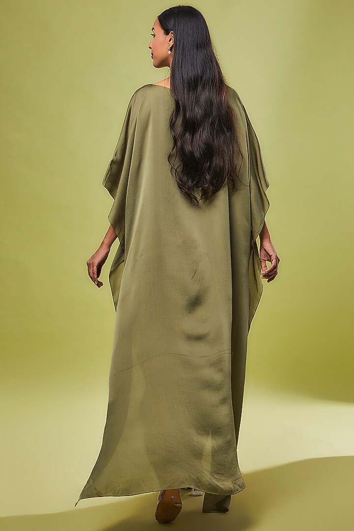 Green Pure Silk Kaftan by STEPHANY at Pernia's Pop Up Shop