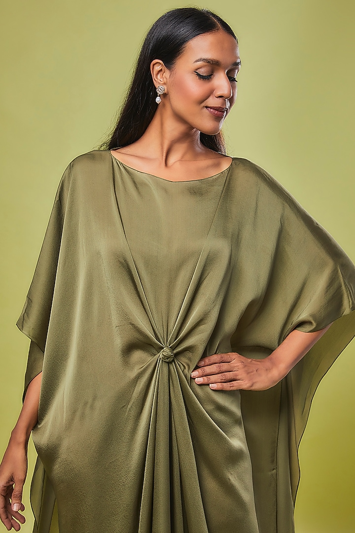 Green Pure Silk Kaftan by STEPHANY at Pernia's Pop Up Shop