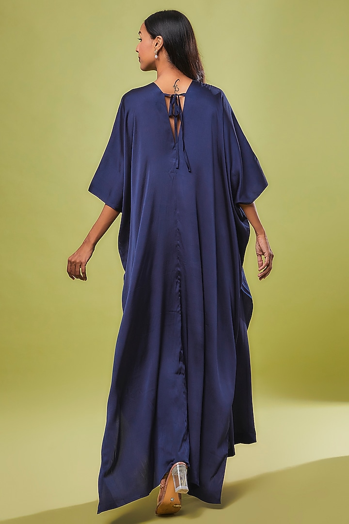 Blue Pure Silk Kaftan Set by Stephany at Pernia's Pop Up Shop