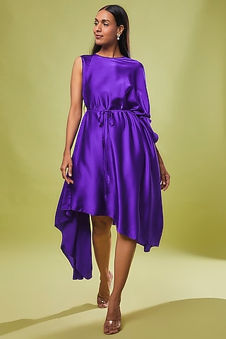 Purple Pure Silk Dress by STEPHANY