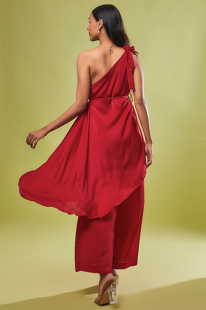 Red Pure Silk Tunic Set by Stephany at Pernia's Pop Up Shop