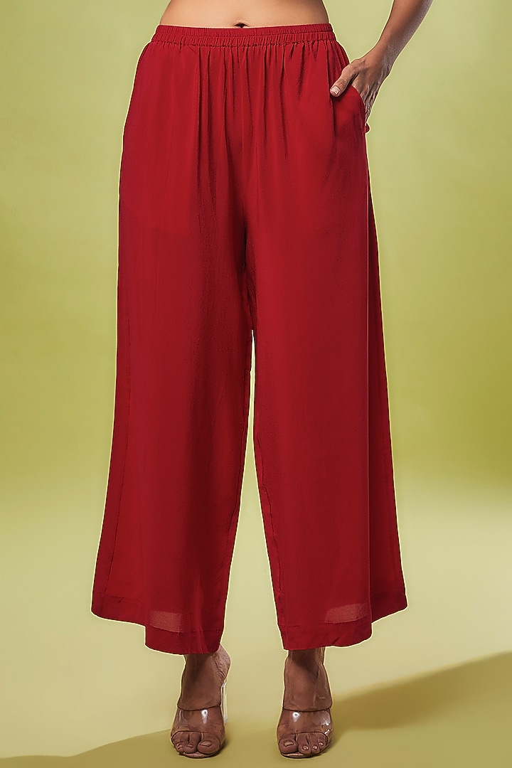 Red Pure Silk Tunic Set by Stephany at Pernia's Pop Up Shop
