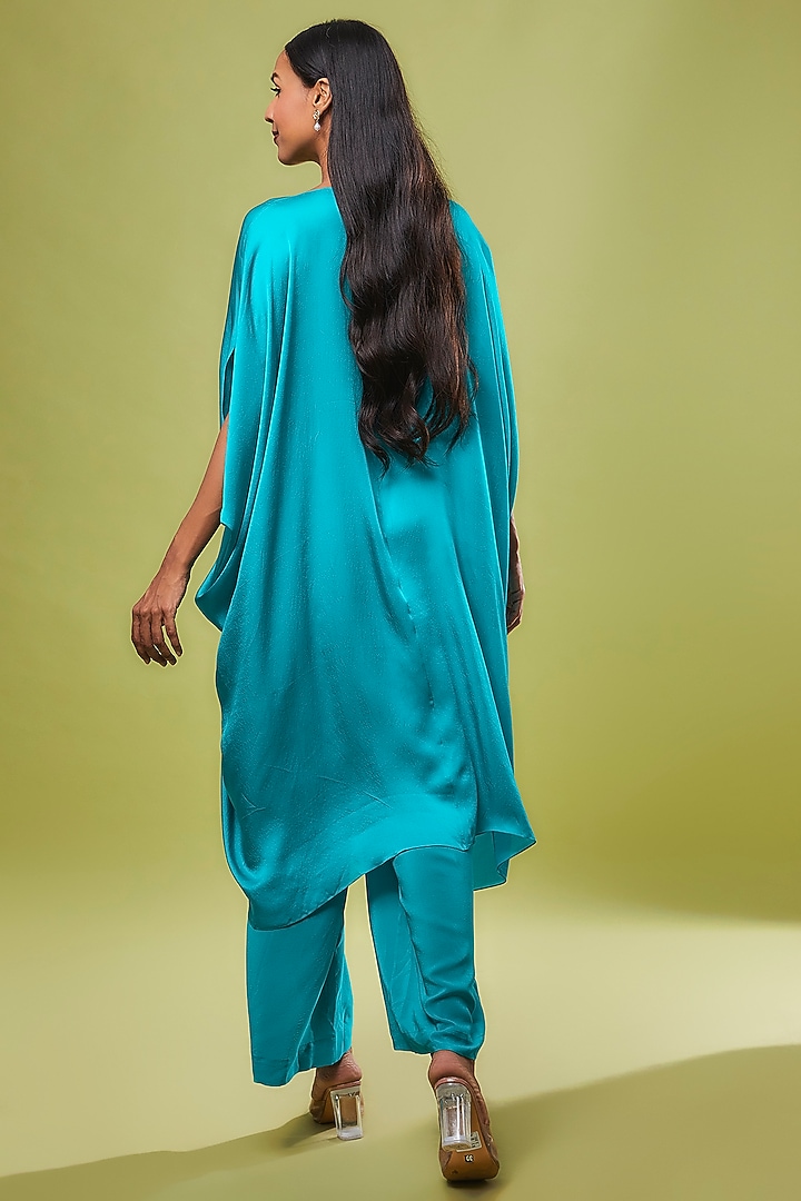 Blue Pure Silk Tunic Set by Stephany at Pernia's Pop Up Shop