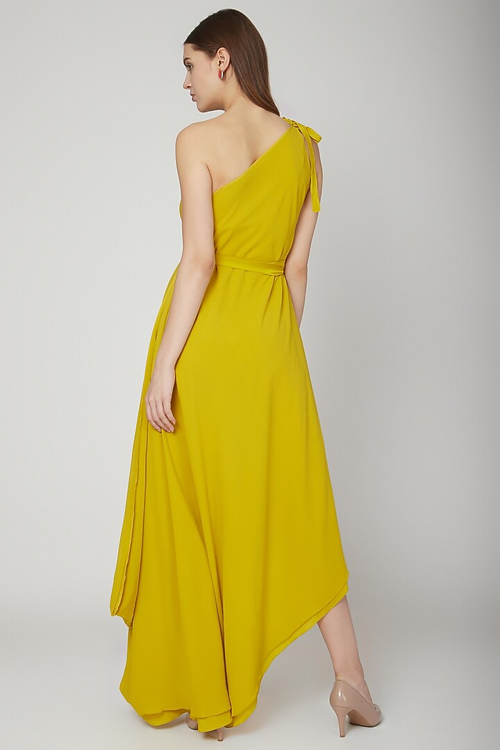 Mustard Yellow Cocktail Dress With Tie-Up by Stephany at Pernia's Pop Up Shop
