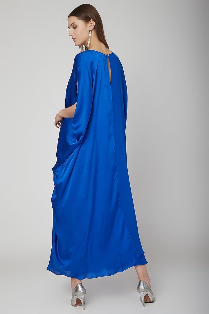 Cobalt Blue Knoted Cocktail Dress With Attached Slip by Stephany at Pernia's Pop Up Shop