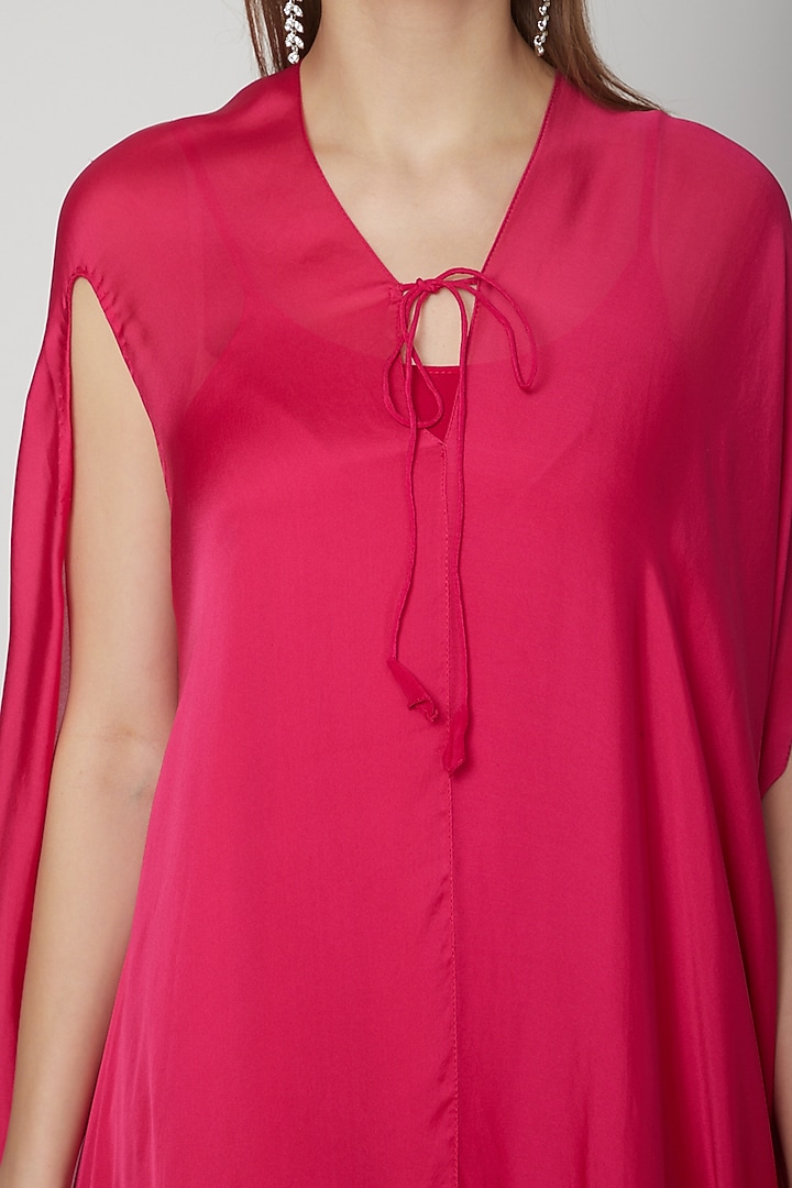 Fuchsia Tie-Up Vacation Dress With Slip by Stephany at Pernia's Pop Up Shop