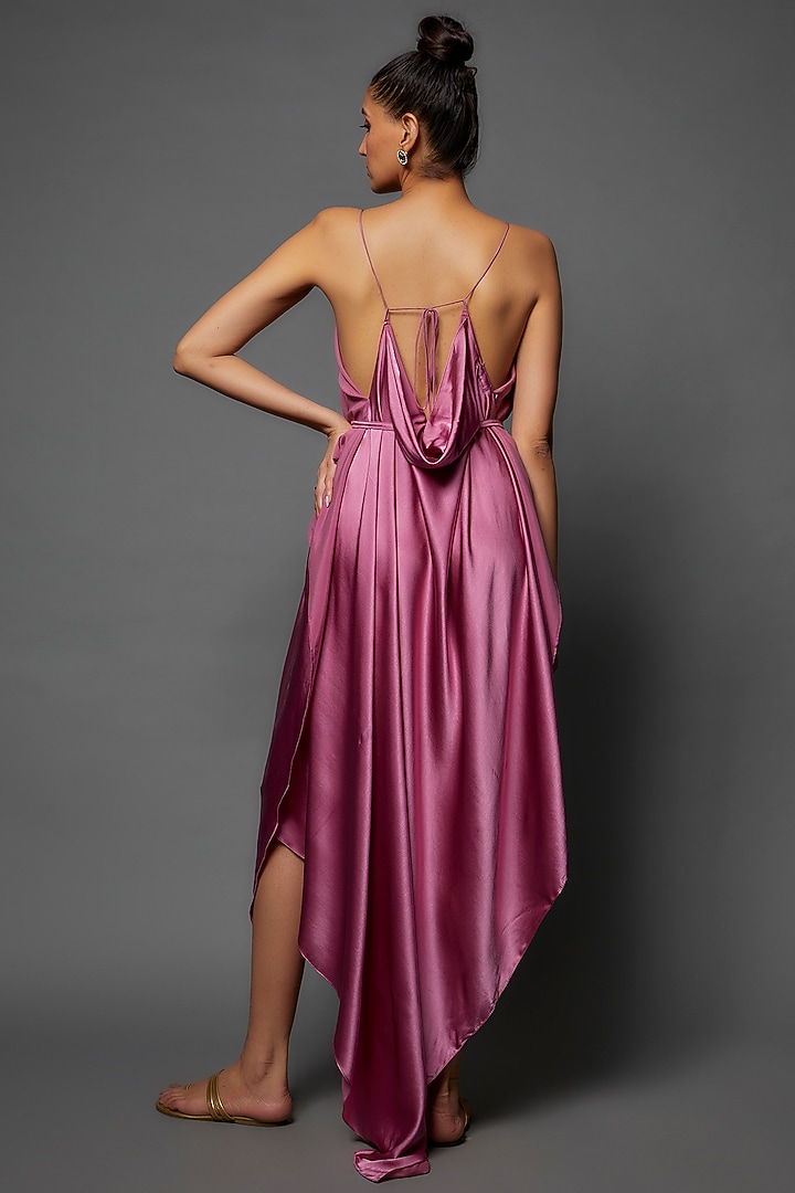 Pink Silk Vacation Dress With Belt by Stephany at Pernia's Pop Up Shop