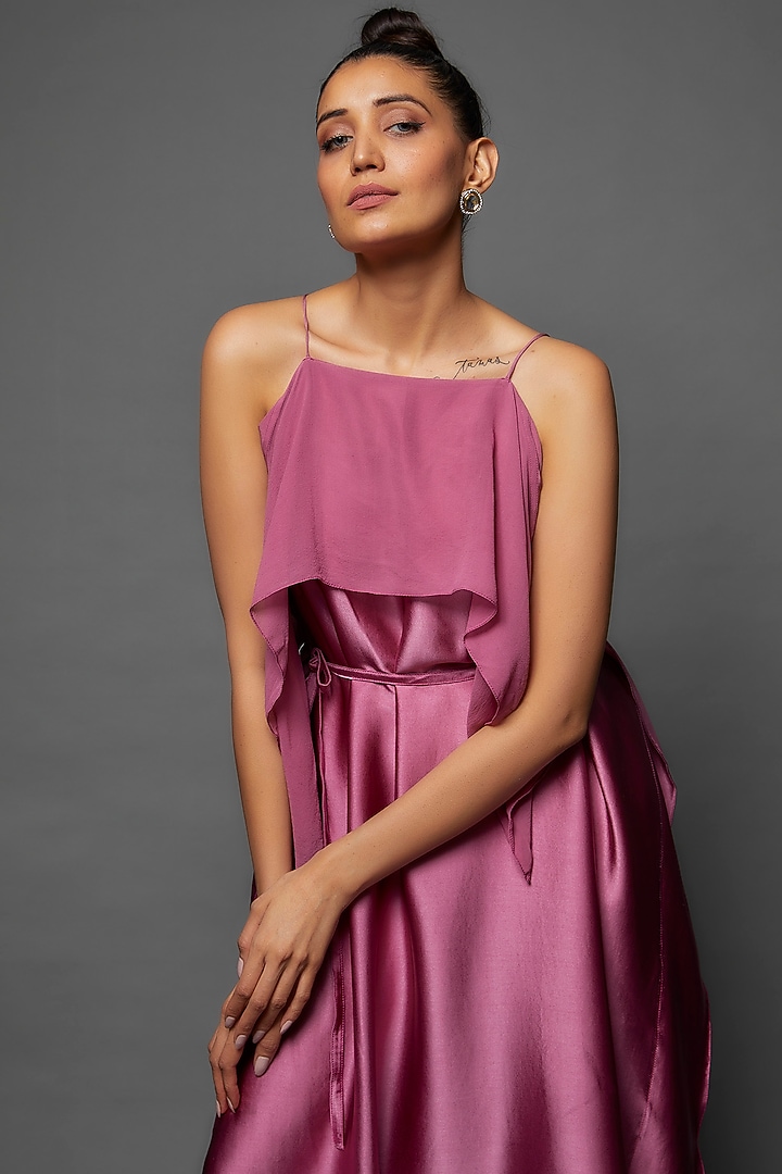 Pink Silk Vacation Dress With Belt by Stephany at Pernia's Pop Up Shop