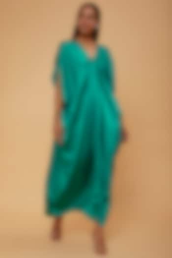 Green Silk Kaftan Dress by STEPHANY