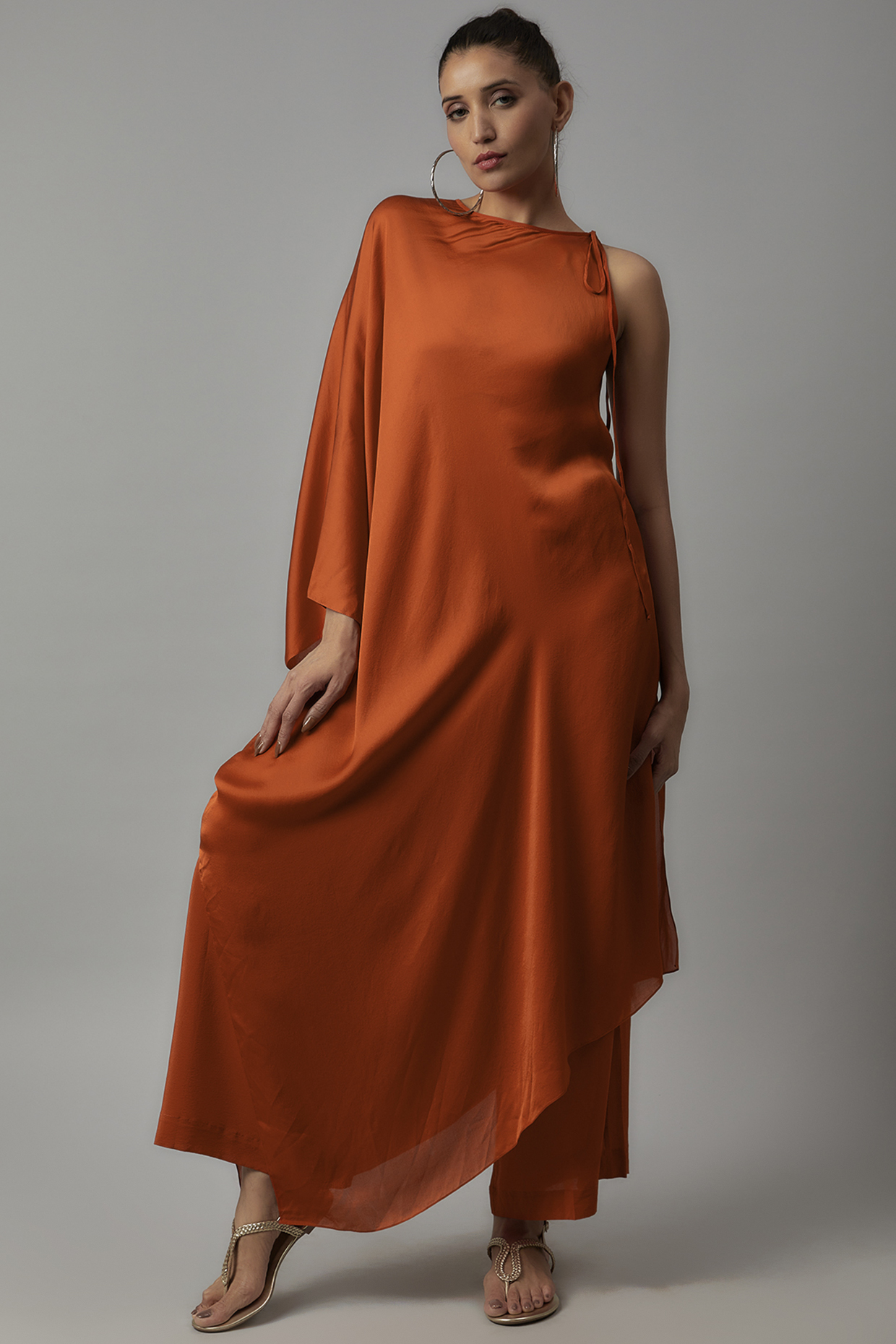 Orange Silk Tunic Set by STEPHANY at Pernia's Pop Up Shop