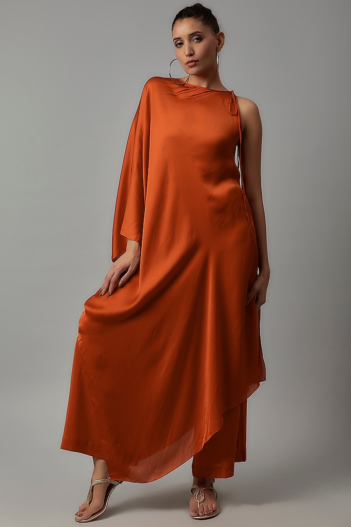 Orange Silk Tunic Set by STEPHANY at Pernia's Pop Up Shop