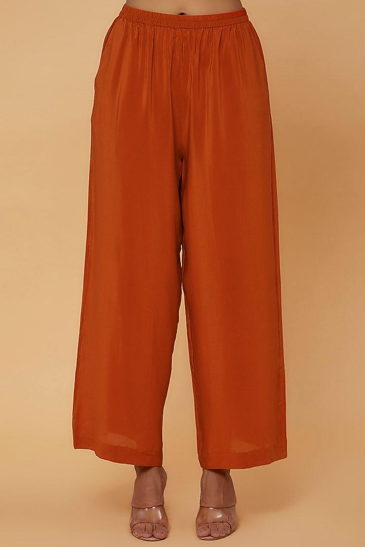 Orange Silk Draped Tunic Set by STEPHANY at Pernia's Pop Up Shop