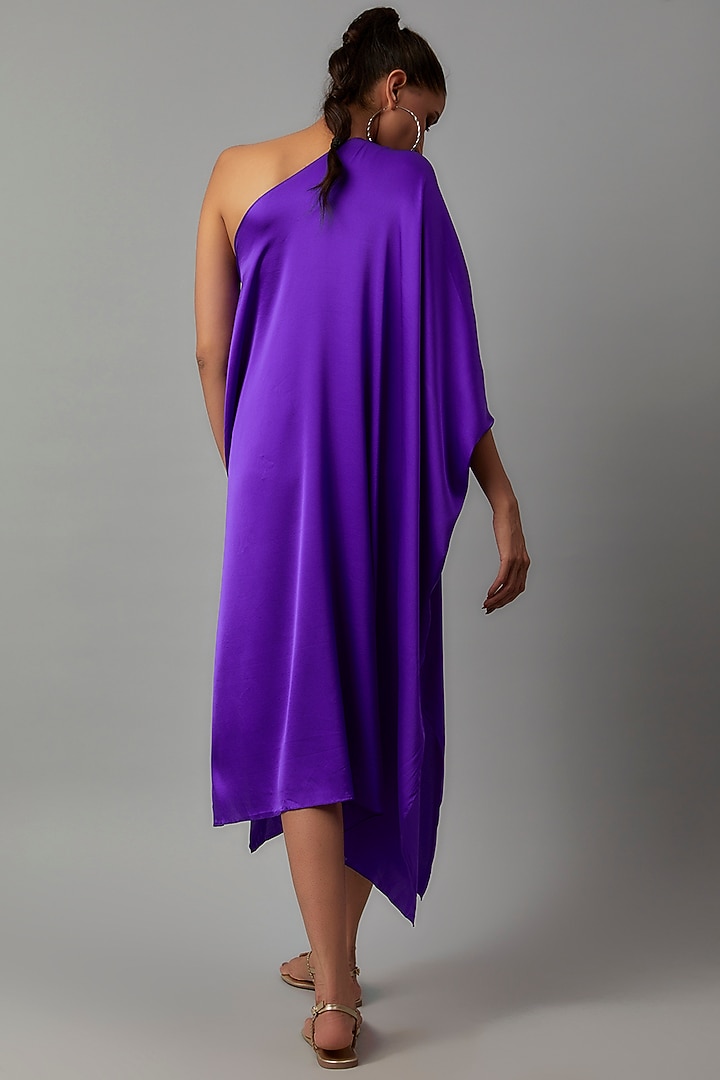 Purple Silk One-Shoulder Vacation Dress by STEPHANY at Pernia's Pop Up Shop