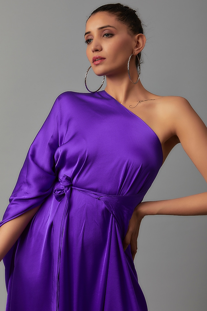 Purple Silk One-Shoulder Vacation Dress by STEPHANY at Pernia's Pop Up Shop