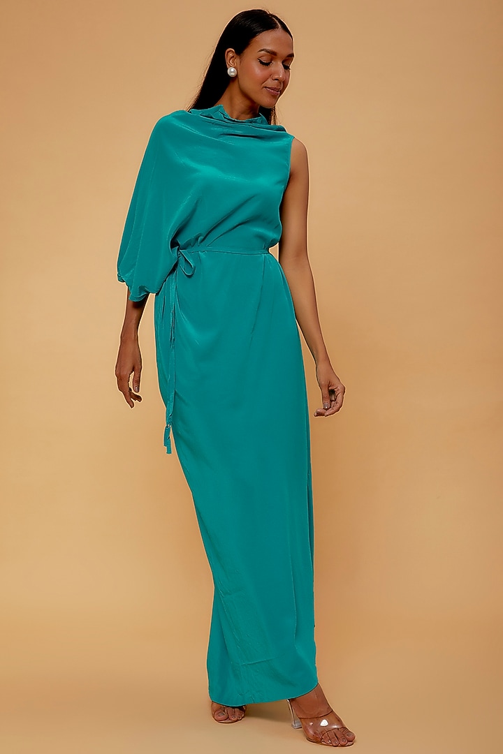 Blue Silk Vacation Dress by STEPHANY at Pernia's Pop Up Shop