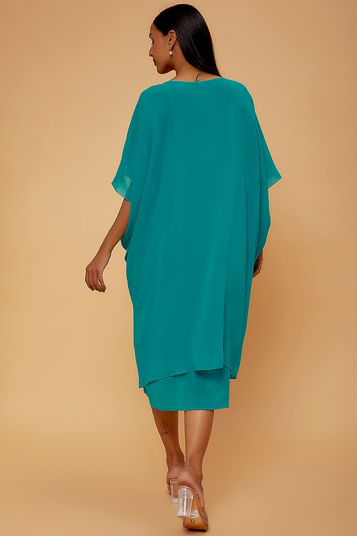 Blue Silk Midi Vacation Dress by STEPHANY at Pernia's Pop Up Shop