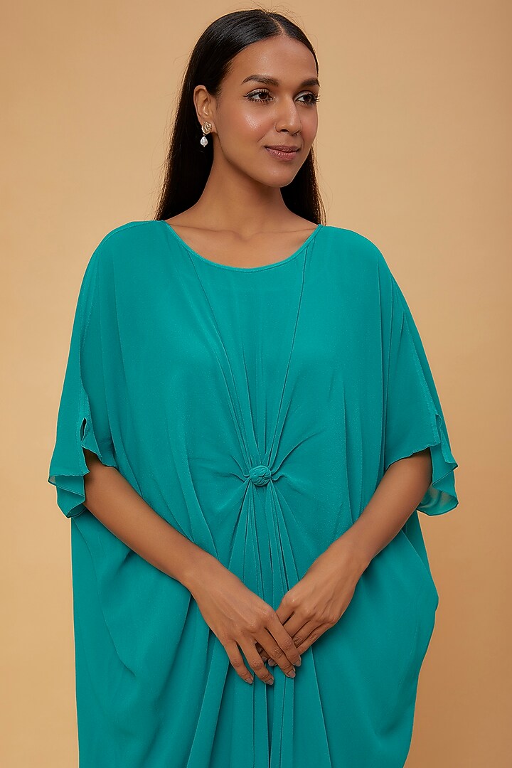 Blue Silk Midi Vacation Dress by STEPHANY at Pernia's Pop Up Shop