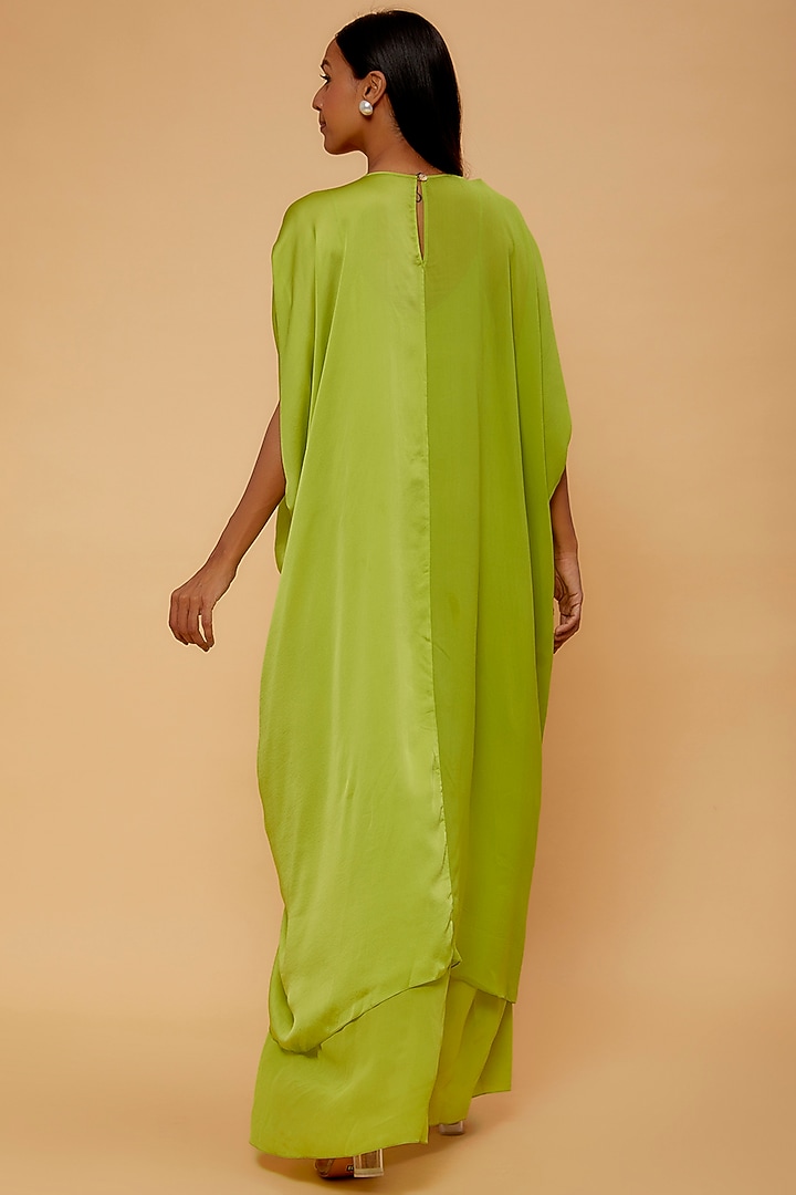 Lime Green Silk Long Cocktail Dress by STEPHANY at Pernia's Pop Up Shop