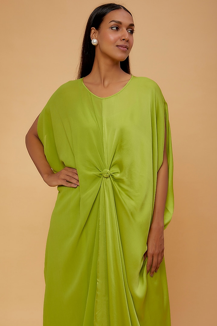 Lime Green Silk Long Cocktail Dress by STEPHANY at Pernia's Pop Up Shop