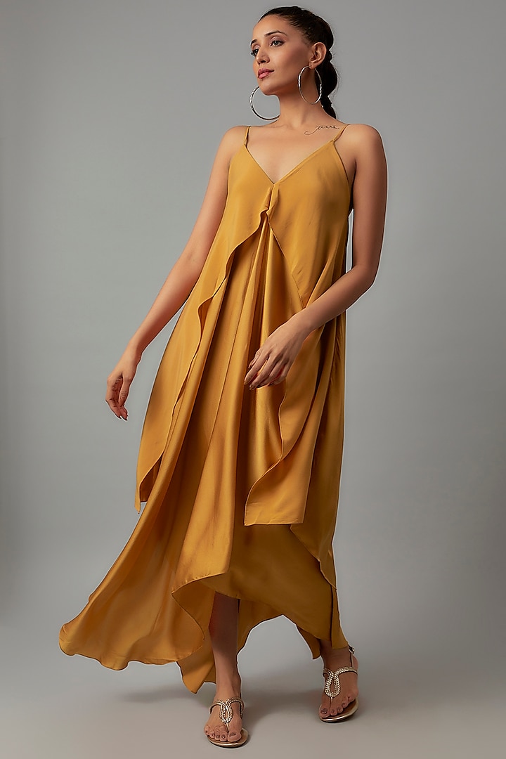 Gold Silk Dress by STEPHANY