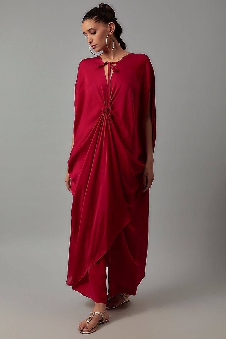 Red Silk Tunic Set by STEPHANY at Pernia's Pop Up Shop
