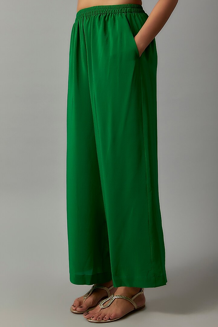 Green Silk Off-Shoulder Co-Ord Set by STEPHANY at Pernia's Pop Up Shop