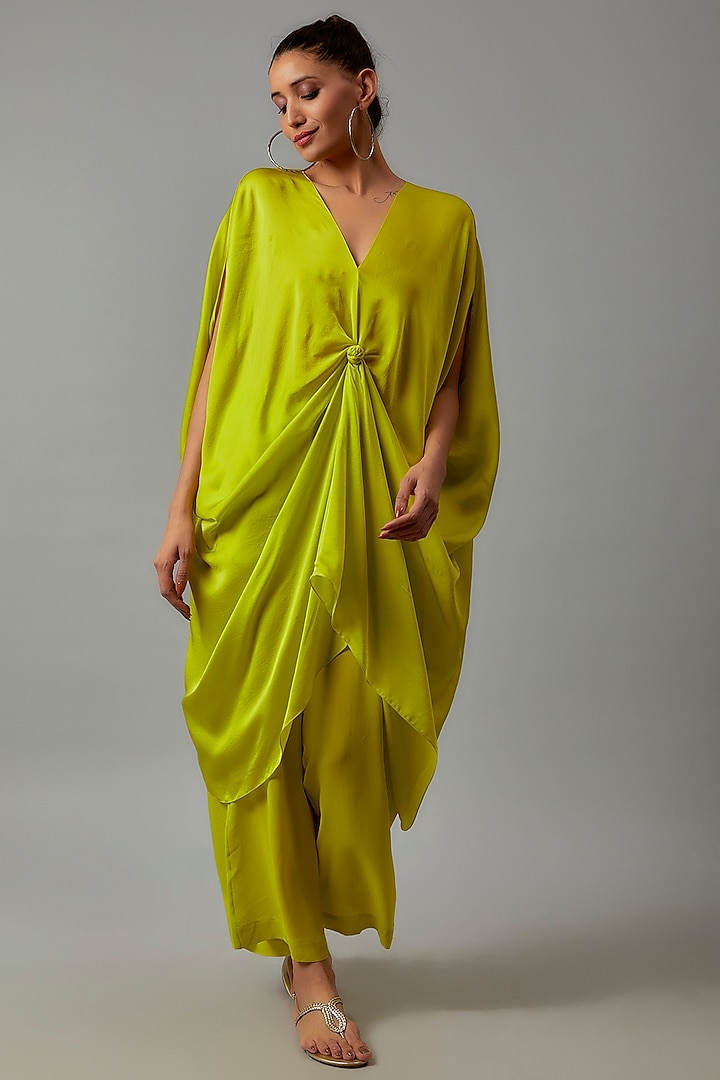 Lime Green Silk Tunic Set by STEPHANY at Pernia's Pop Up Shop