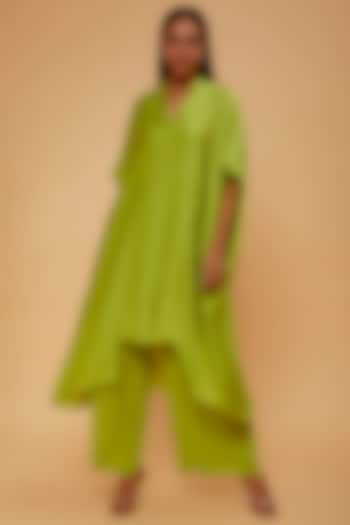 Lime Green Silk Tunic Set by STEPHANY at Pernia's Pop Up Shop