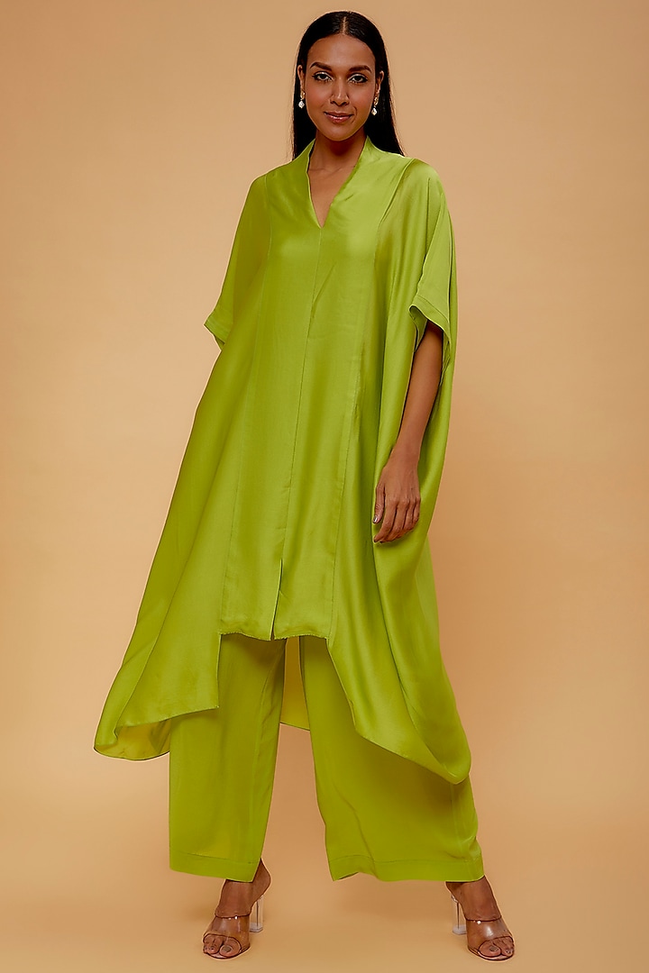 Lime Green Silk Tunic Set by STEPHANY at Pernia's Pop Up Shop