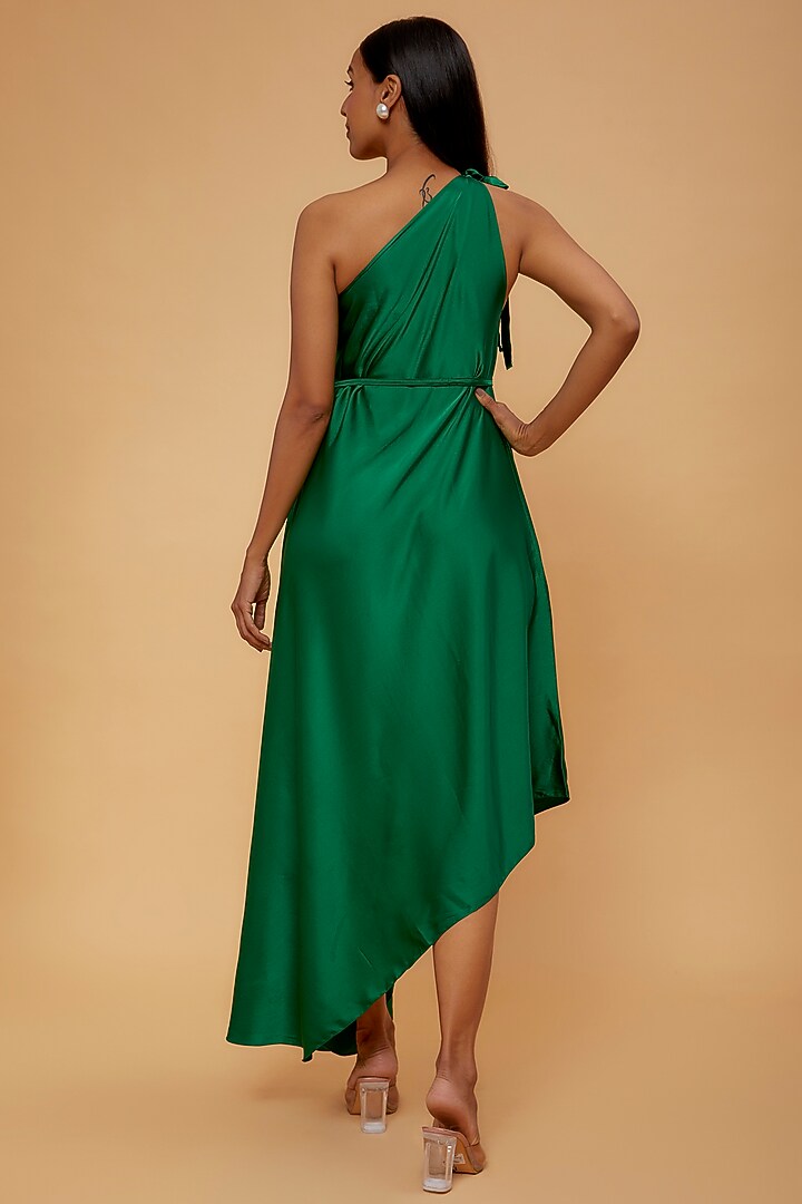 Green Silk One-Shoulder Vacation Dress by STEPHANY at Pernia's Pop Up Shop