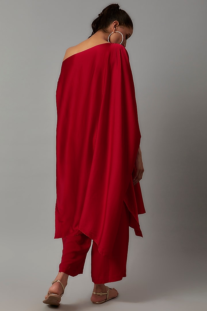 Red Silk Co-Ord Set by STEPHANY at Pernia's Pop Up Shop