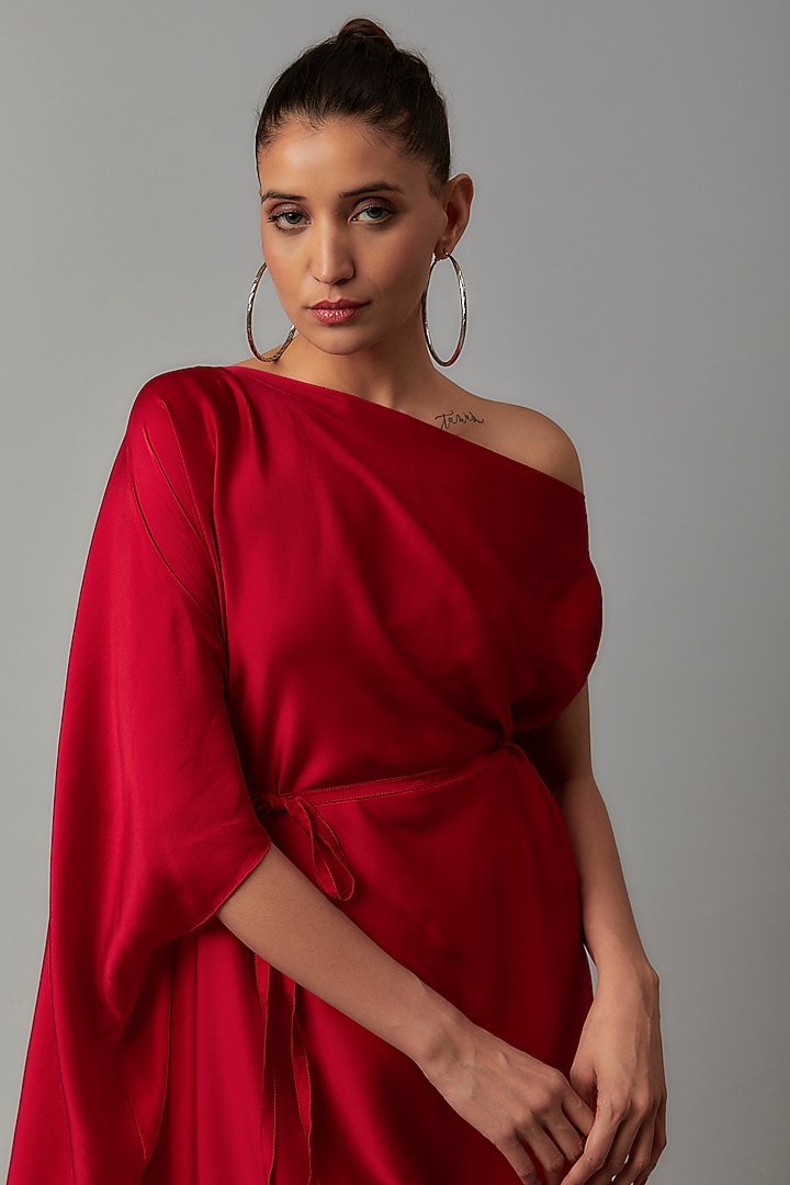 Red Silk Co-Ord Set by STEPHANY at Pernia's Pop Up Shop