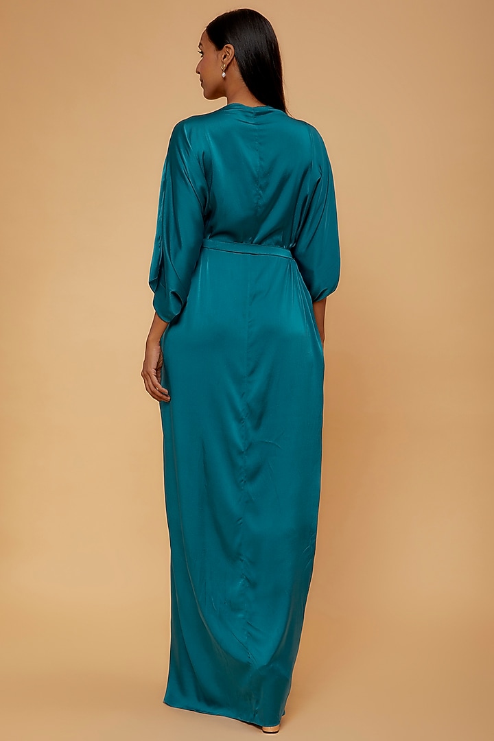 Blue Silk Kaftan Vacation Dress by STEPHANY at Pernia's Pop Up Shop