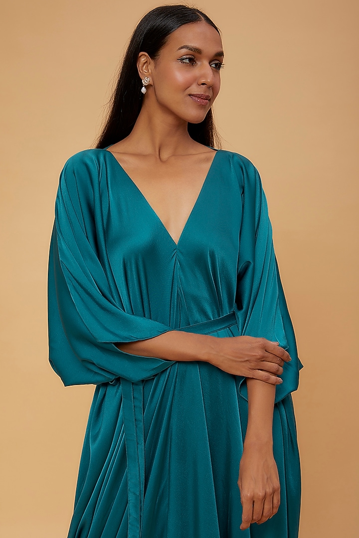 Blue Silk Kaftan Vacation Dress by STEPHANY at Pernia's Pop Up Shop