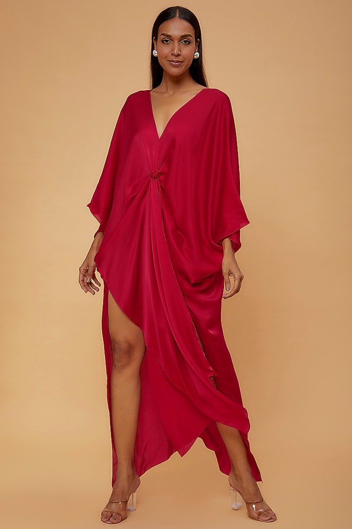 Red Silk Vacation Dress by STEPHANY at Pernia's Pop Up Shop