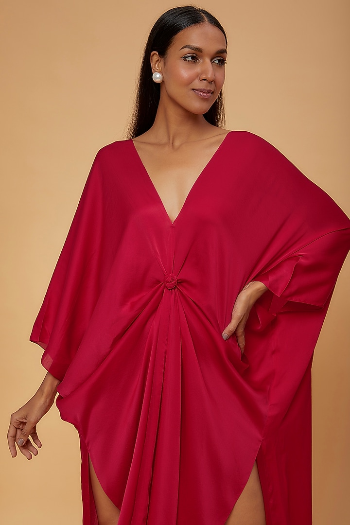 Red Silk Vacation Dress by STEPHANY at Pernia's Pop Up Shop