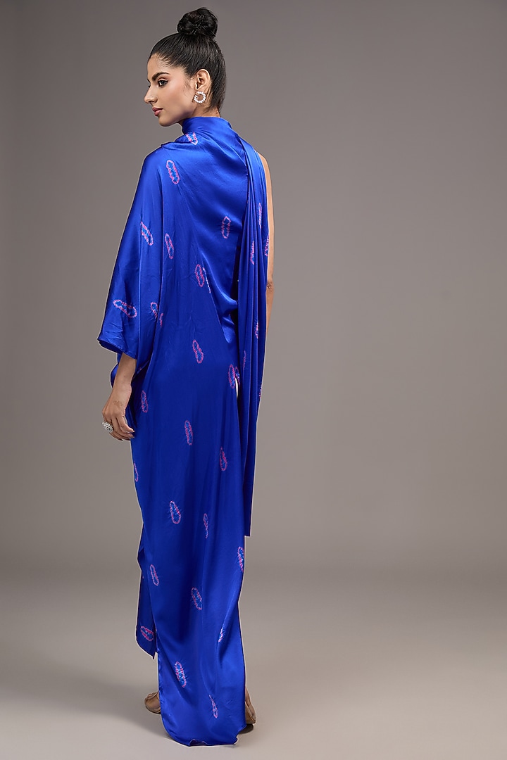 Blue SIlk Lycra Satin Tie-Dye Vacation Dress by Stephany at Pernia's Pop Up Shop
