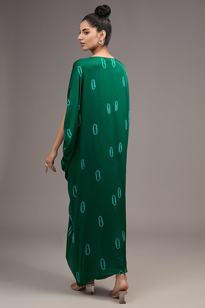 Green Silk Satin Georgette Tie-Dye Vacation Dress by Stephany at Pernia's Pop Up Shop